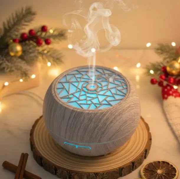 Wood Grain Essential Oil Diffuser & Humidifier, Remote Control, 7 LED Mood Lights, Aromatherapy for Home Wellness