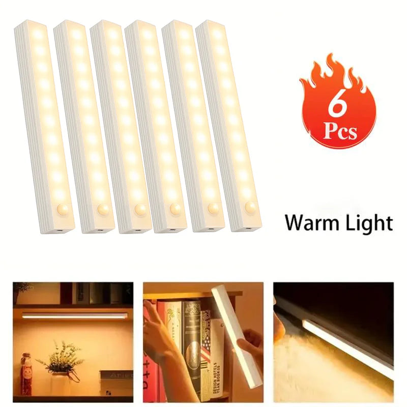 6pc Wireless Rechargeable LED Motion Sensor Cabinet Light
