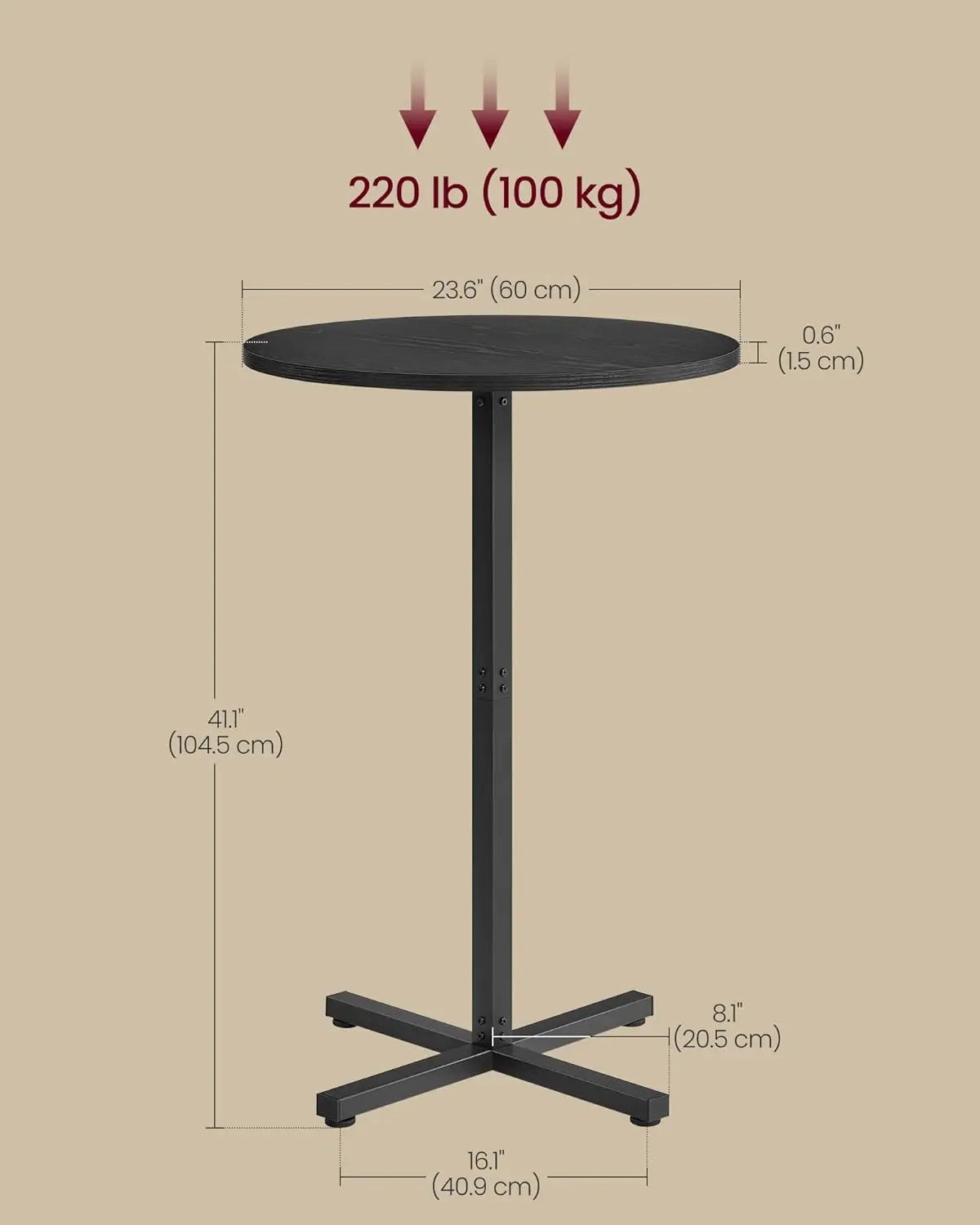 High Top Bar Pub/Cocktail Table Set of 2, Metal Frame