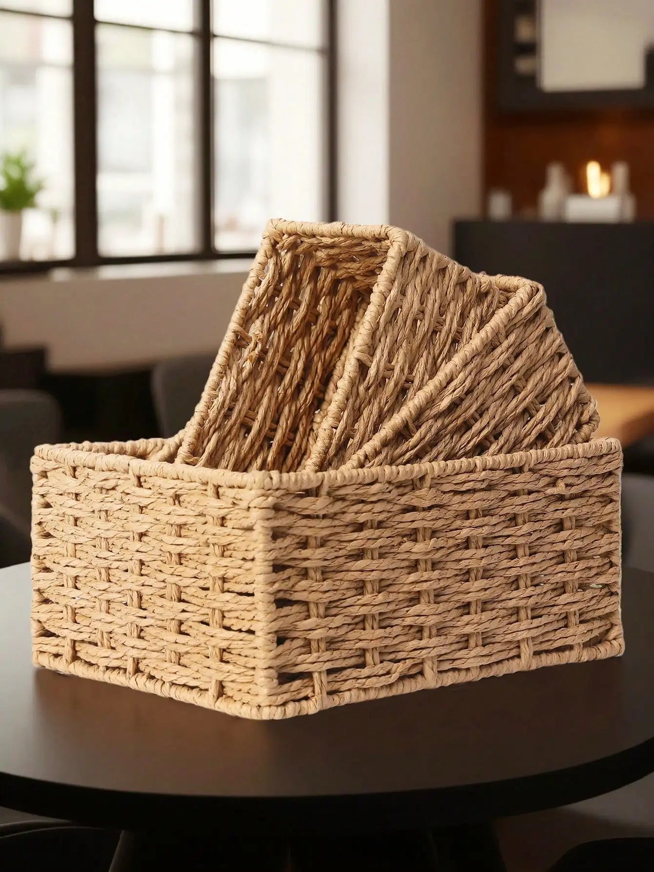 Woven Rattan Storage Basket for Home & Office