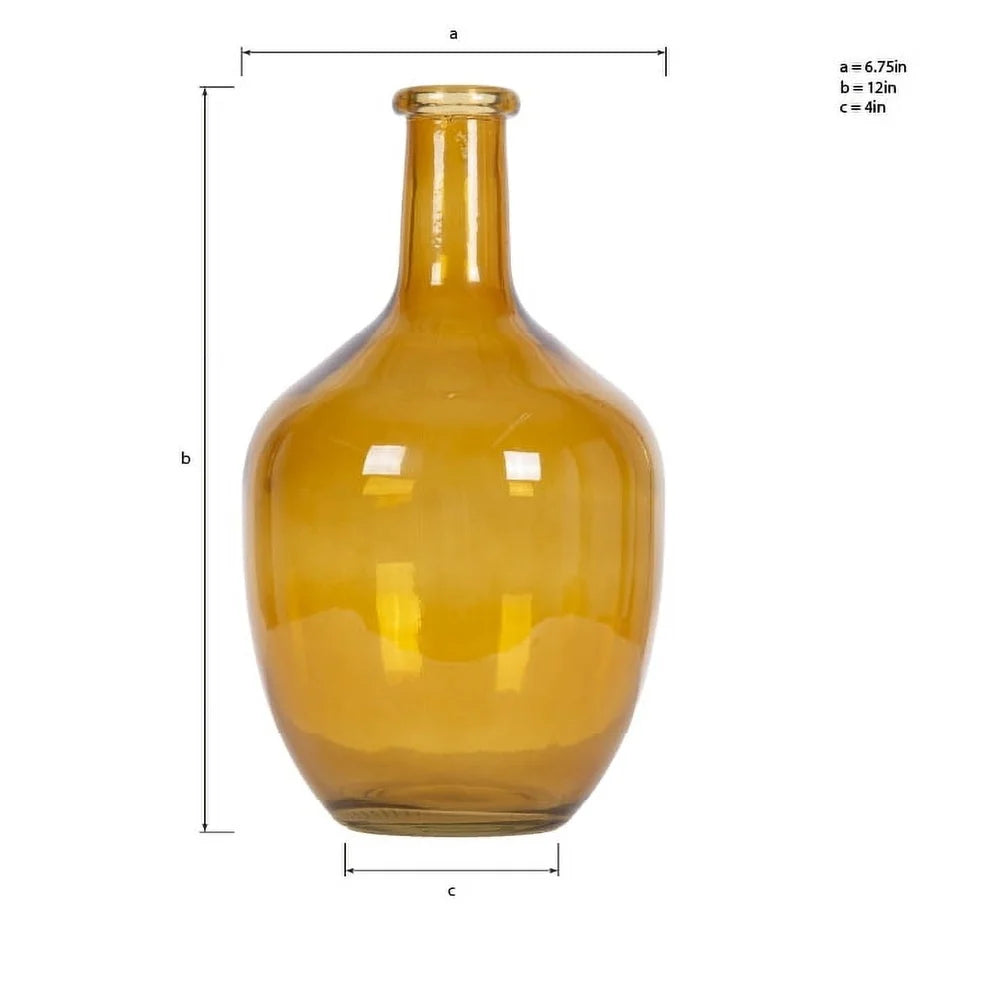 12" Amber Translucent Glass Vase – Elegant Decorative Tabletop Flower Vase, Durable & Easy to Clean