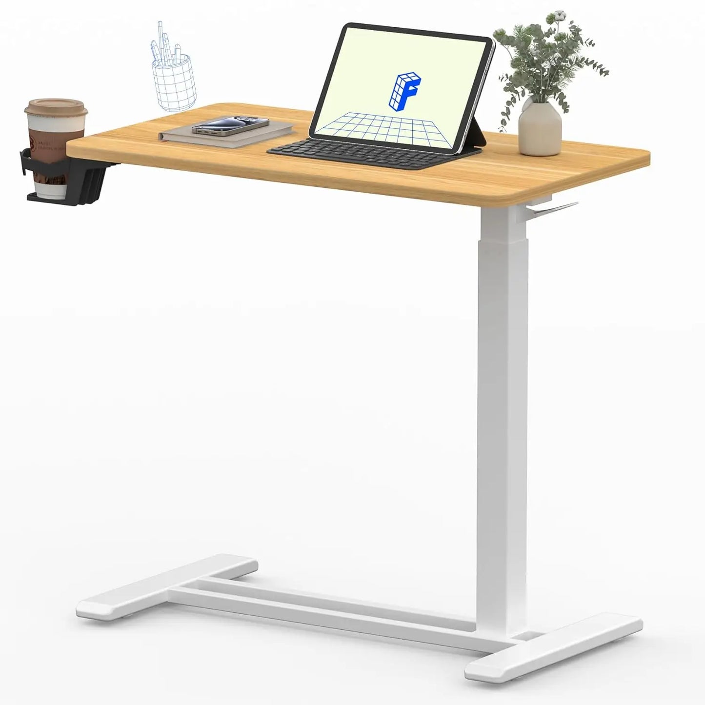 Compact Mobile Standing Desk – Pneumatic Height‑Adjustable Laptop Cart for Small Rooms