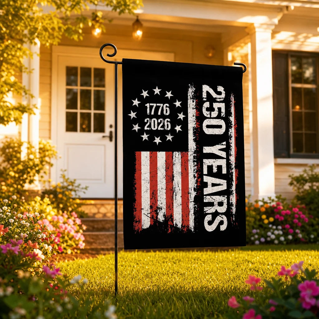 250 Years America Garden Flag Decoration 250th Anniversary USA Patriotic Banner 12x18in Double Sided Stars Stripes 1776 - 2026