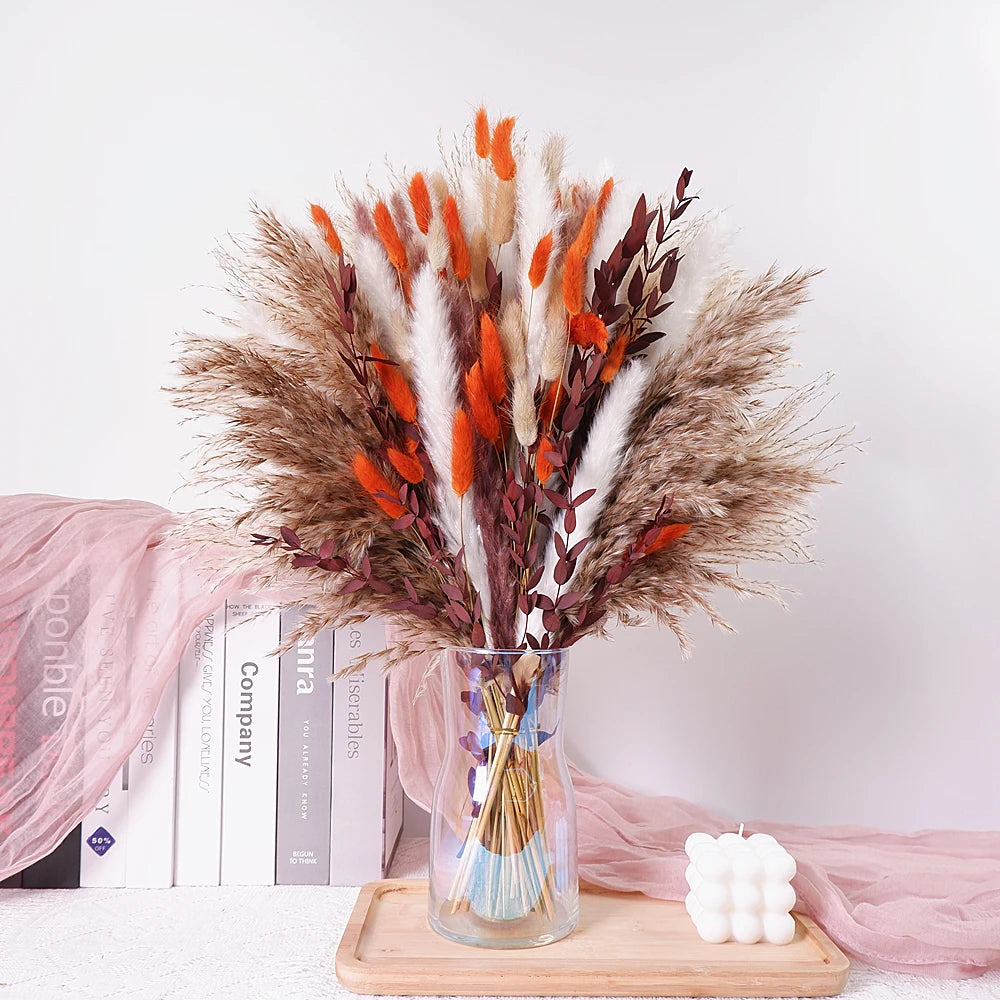 Dried Pampas Grass Decor 80-110 PCS with Bunny Tails