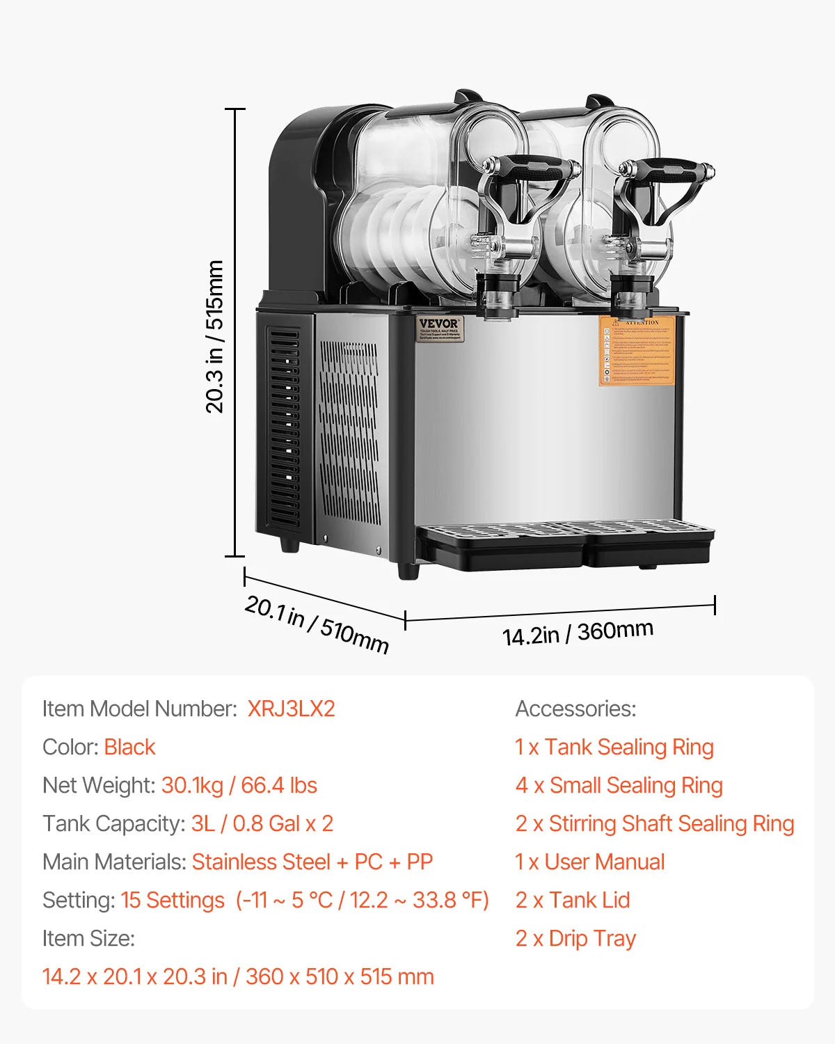 Commercial Slushy Machine – 3–36L Stainless Steel Frozen Drink Maker with 1–3 Tanks for Smoothies, Margaritas & Juices