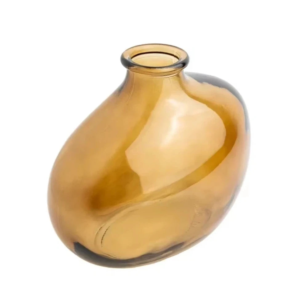 Minimalist Amber Glass Flower Vase | Modern Rustic Decor