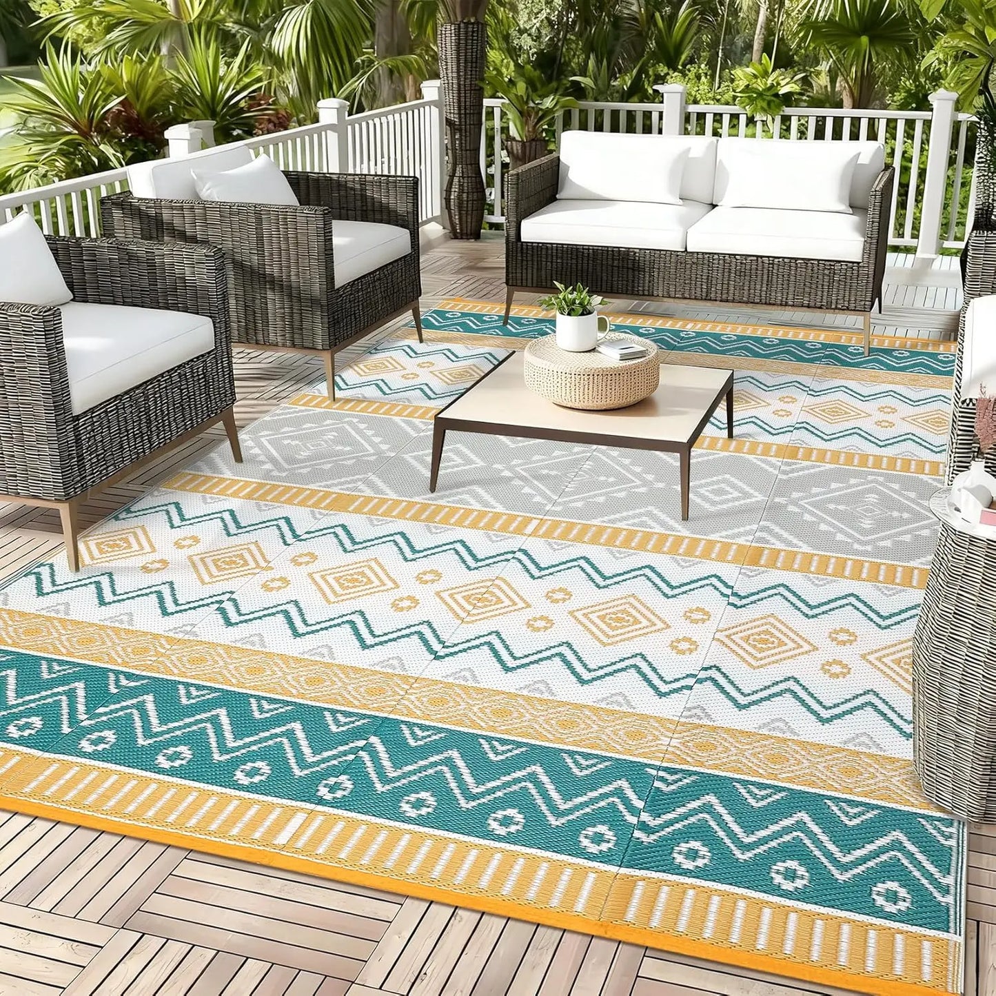 Waterproof Outdoor Rug Reversible, Foldable, UV Resistant