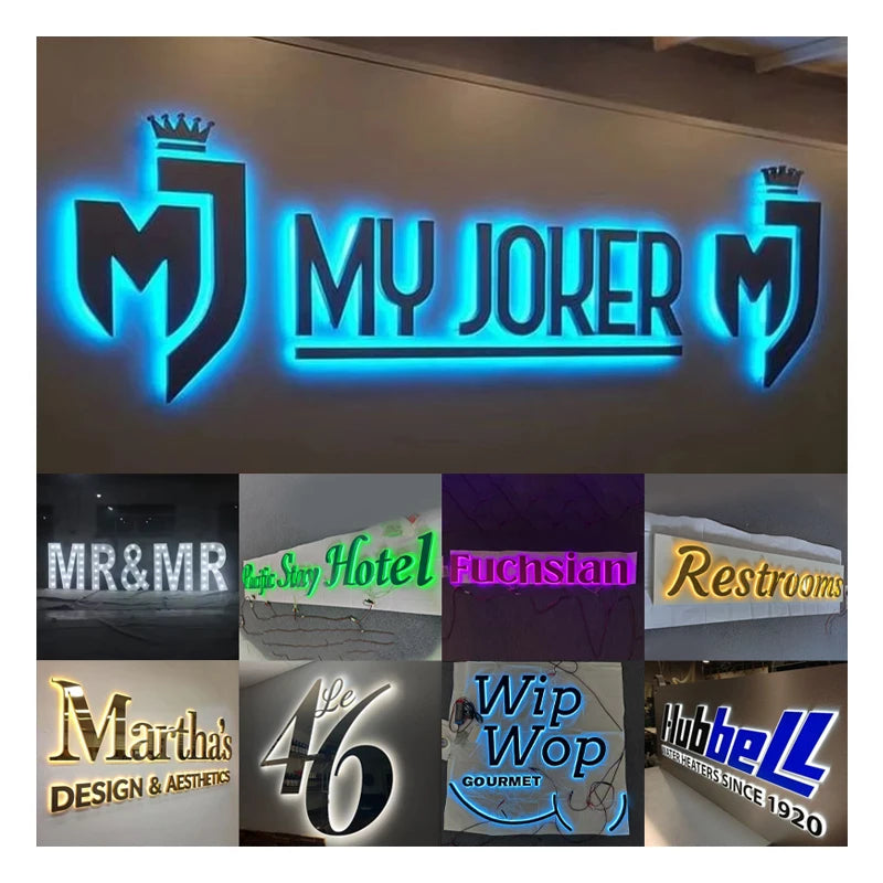 Custom LED Sign Backlit Metal Letters Stainless Steel Waterproof Business Storefront Sign CE/UL Certified