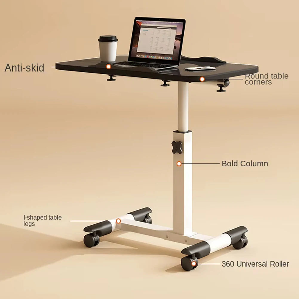 Adjustable Overbed Table with Wheels – Height‑Adjustable Bedside Desk with Tilting Desktop