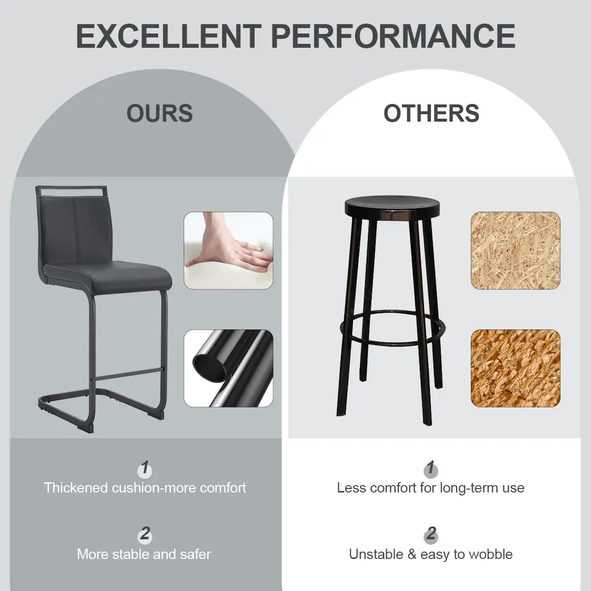 Counter Height Bar Stools Set of 4 - 25'' with Back