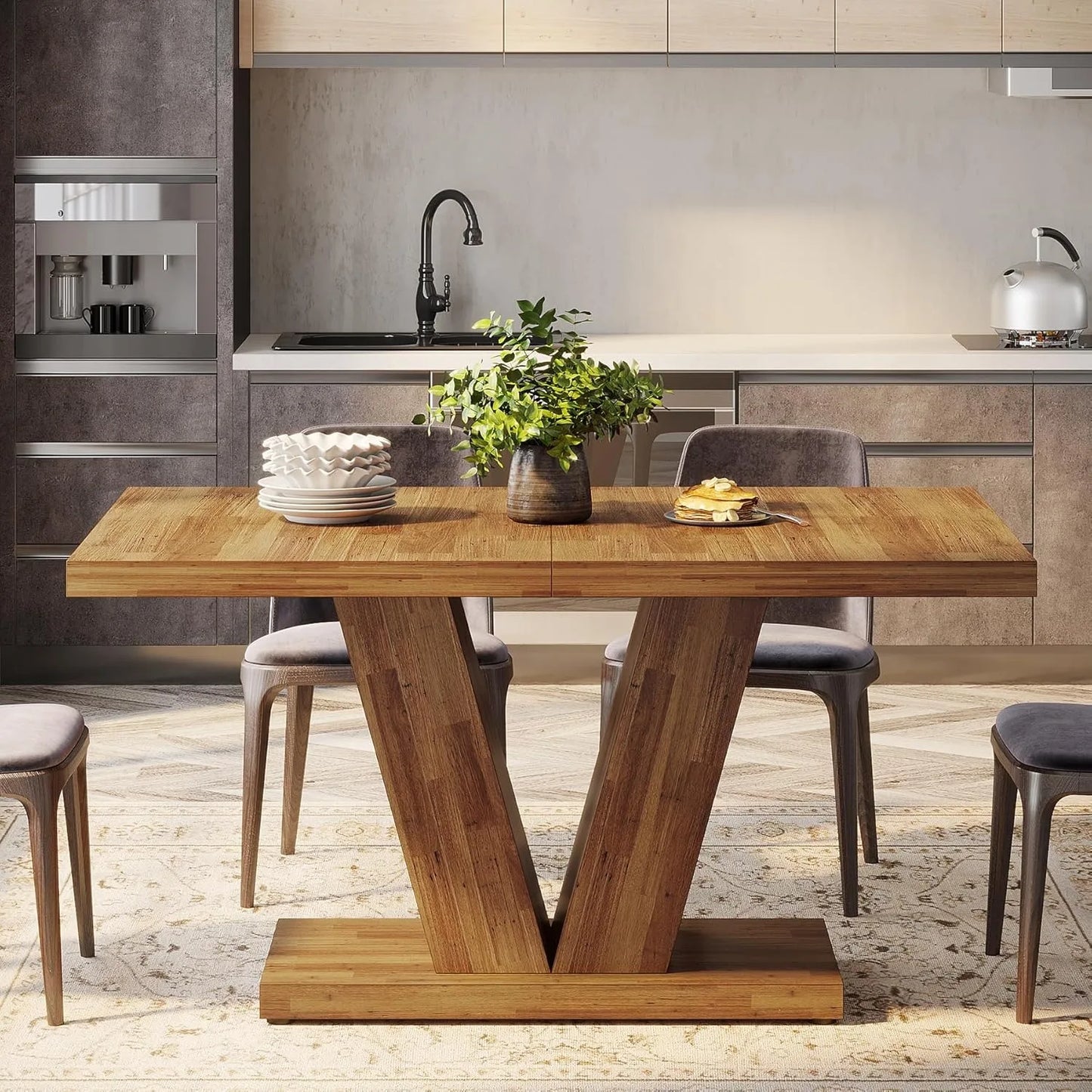 LITTLE TREE 47-Inch Dining Table with Heavy Duty Pedestal