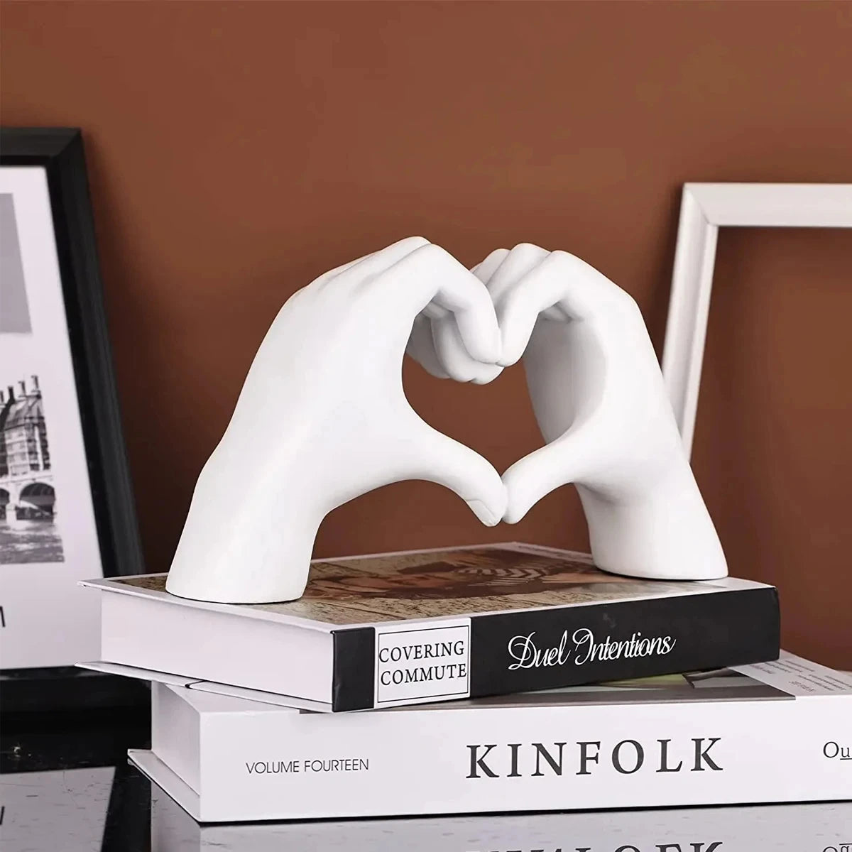 Modern Heart Hands Sculpture - Ceramic Home Decor Accent