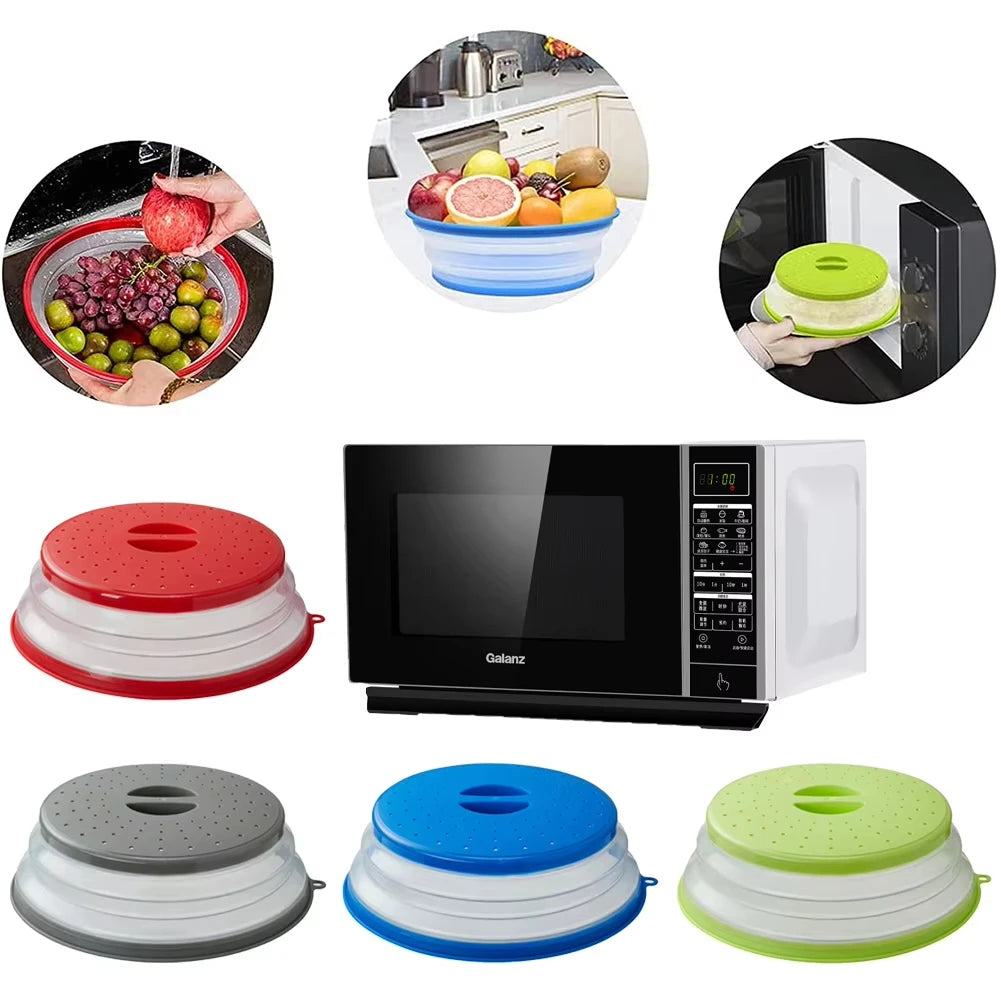 10.2" Microwave Plate Cover – Collapsible 2‑in‑1 Splatter Guard & Multi‑Purpose Lid