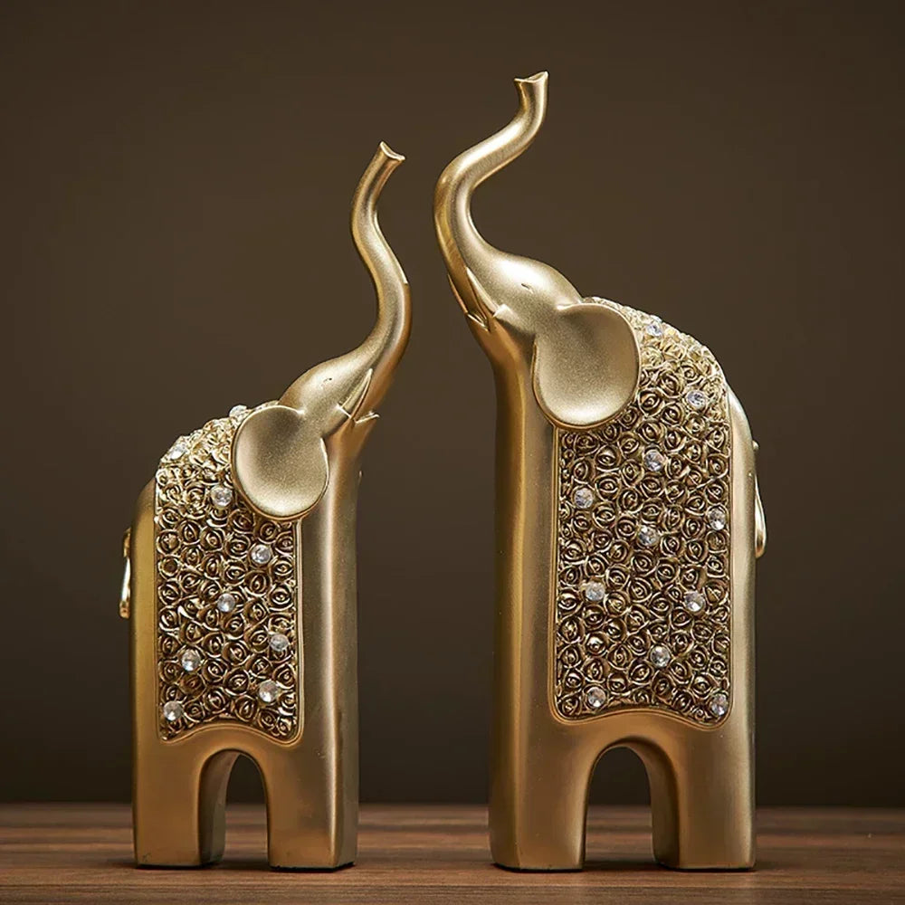 2PCS Retro Resin Elephant Ornaments – Creative Home Office Desktop & Bookshelf Decorations