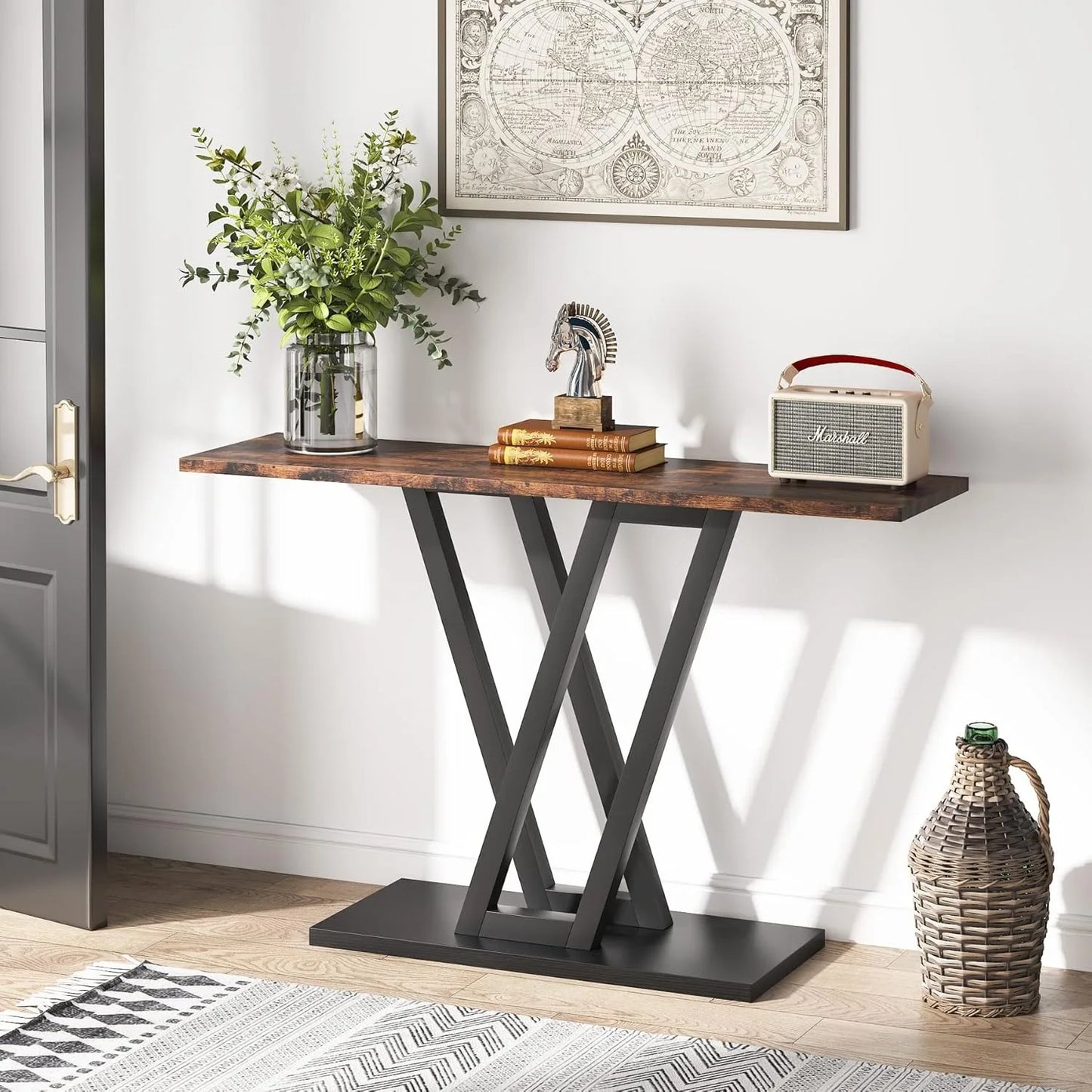 43" Modern Console Table – Slim Entryway Table with Open Storage Shelf