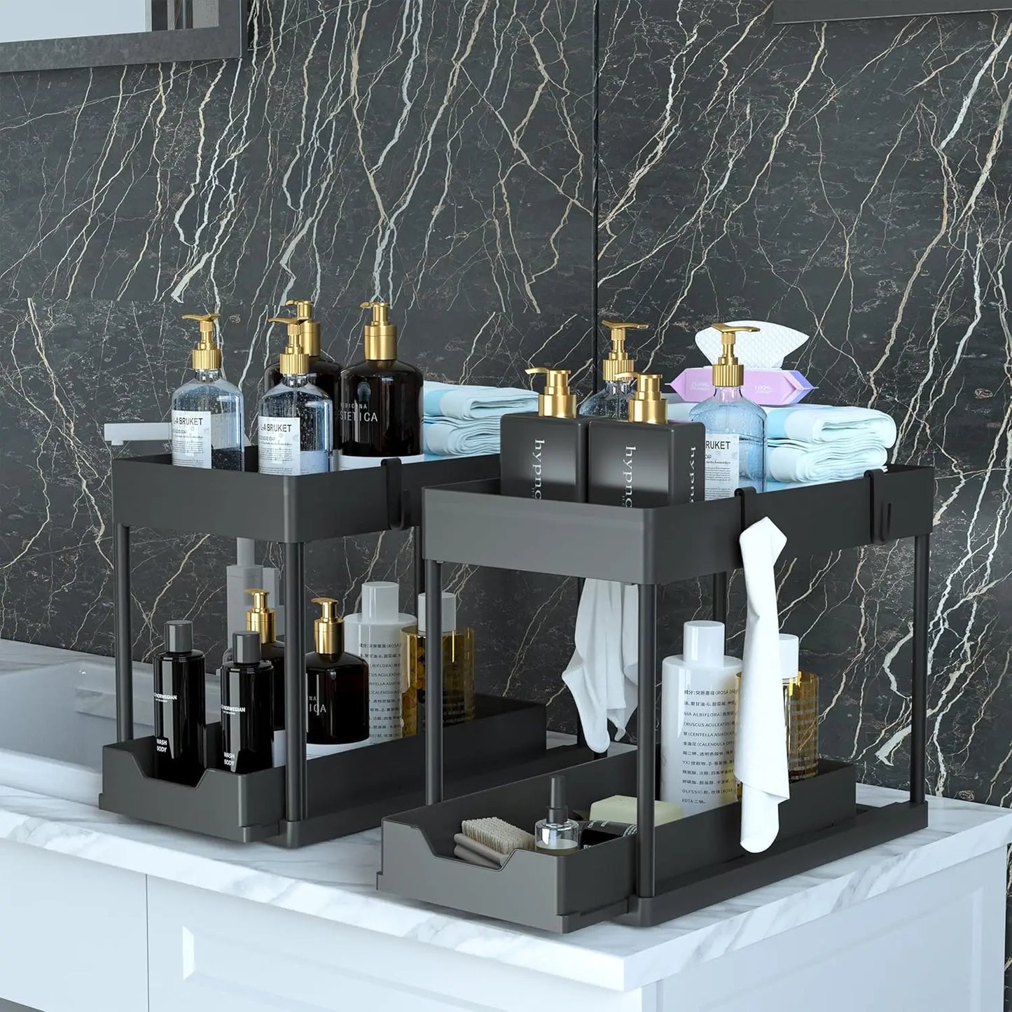 Double Under-Sink Storage Rack, Kitchen Cabinet Storage Rack