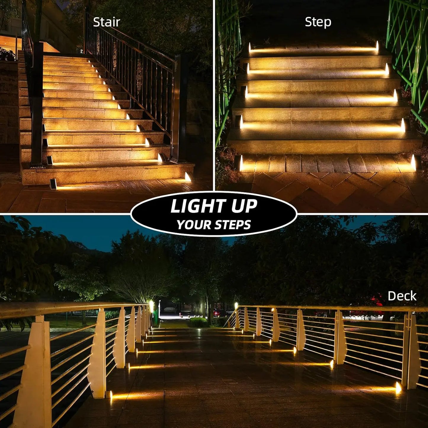 Solar Step Lights,6 Pack Warm White Solar Stair Lights, Waterproof IP67 Auto On Off