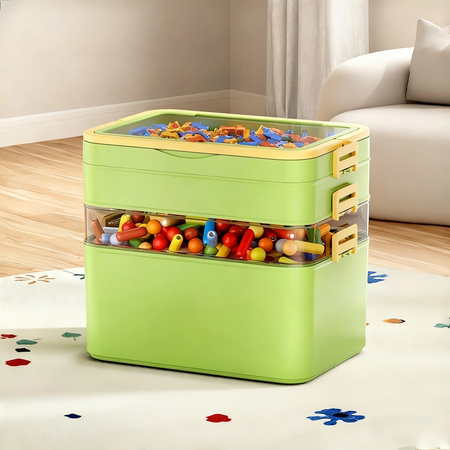 Large Capacity, Durable, Portable, Stackable Storage Box/Organizer with Handle
