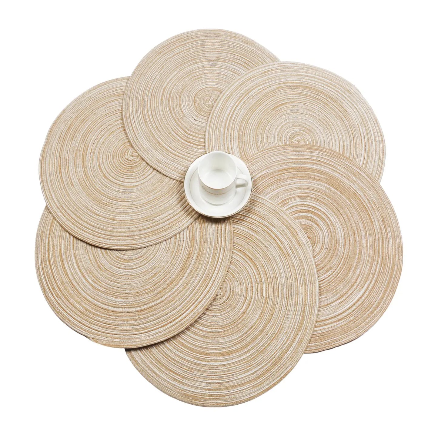 Round Braided Placemat Set of 6 Washable Round Placemats for Kitchen Table Round Table Mats for Everyday Use
