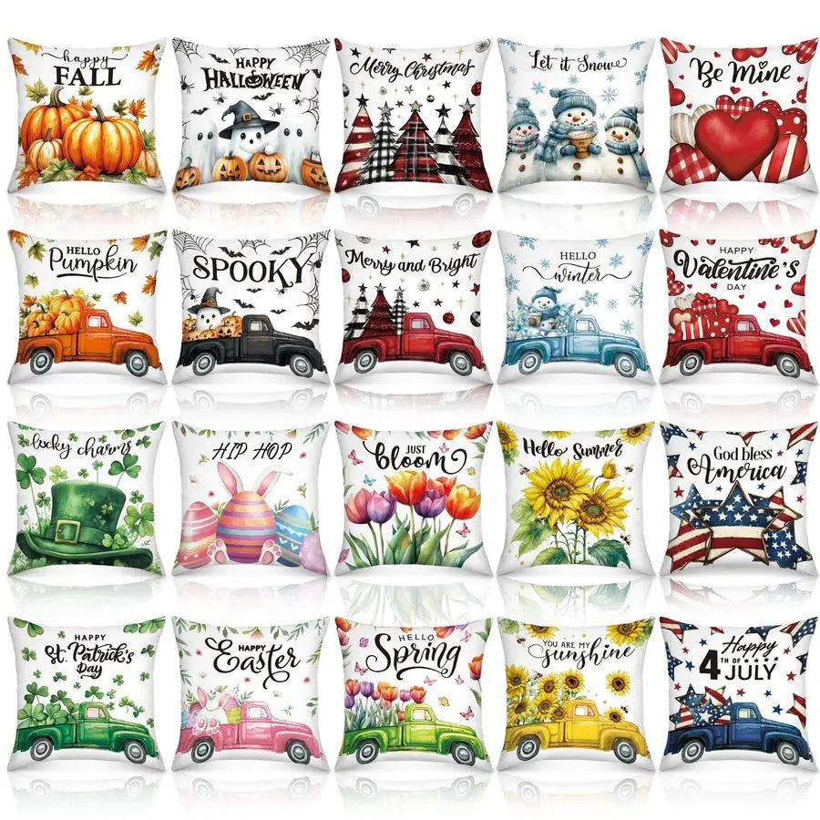 20‑Pack Holiday Pillow Covers – 18×18" Decorative Cushion Cases for Multiple Seasons