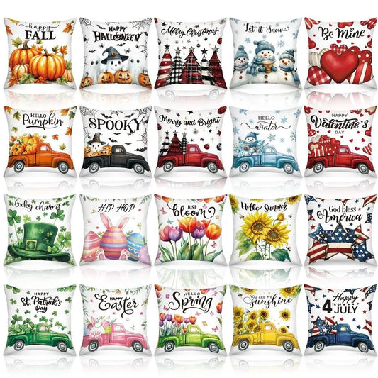 20‑Pack Holiday Pillow Covers – 18×18" Decorative Cushion Cases for Multiple Seasons