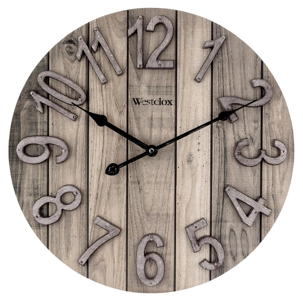 Rustic 15.5 Inch Wood Grain Wall Clock