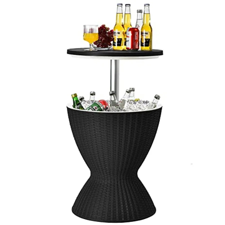 3-in-1 Rattan Outdoor Cool Bar Table | 8-Gallon Patio Wine & Beer Cooler
