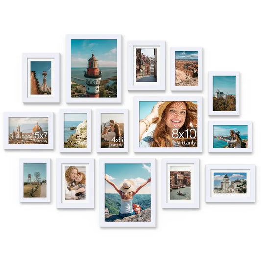 Picture Frame Collection (15‑Pack) – Assorted 8×10, 5×7 & 4×6 Frames for Wall Display