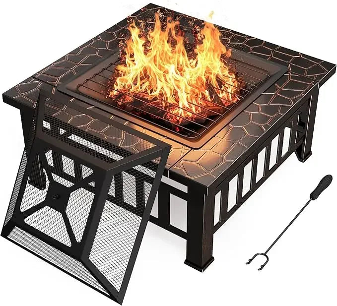 Outdoor Fire Pit  with Waterproof Cover for Outside