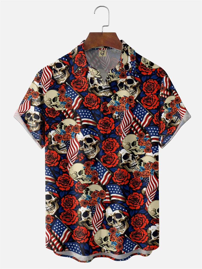 Hawaiian Shirt Men's USA 250th Anniversary 1776-2026 We American Flag 3D Print Design - Casual Short Sleeve Button Up Summer Shirt