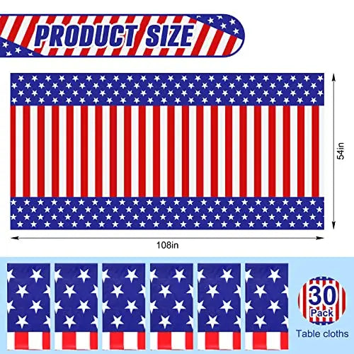 American Flag Tablecloth – 4th of July Patriotic Table Cover for Independence Day Décor