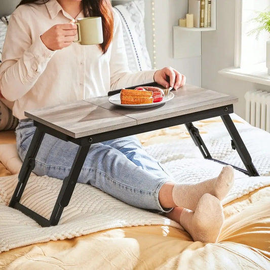 Adjustable Laptop Bed Desk – Tilting Top Tray with Folding Legs for Sofa, Breakfast & Laptop
