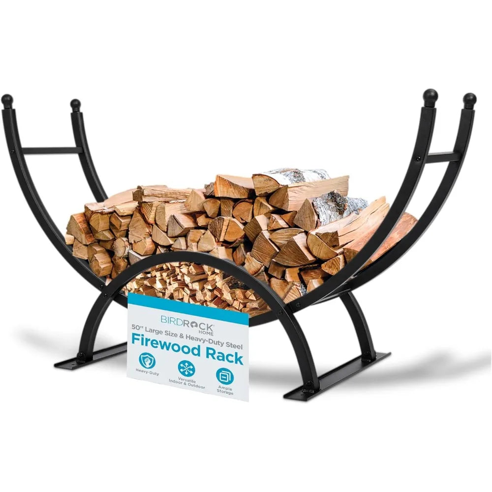 BIRDROCK HOME 50in Firewood Rack for Outdoor or Indoor Use