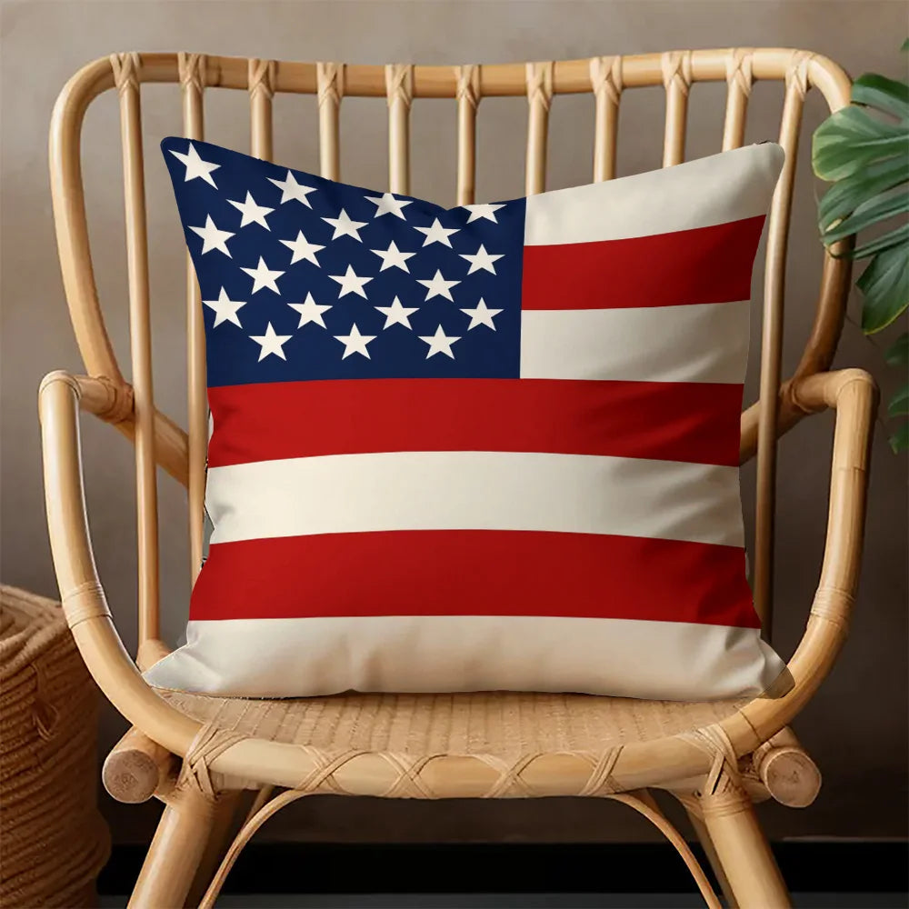 Patriotic Pillow Cover - American Flag,  Star Striped, Let Freedom Ring