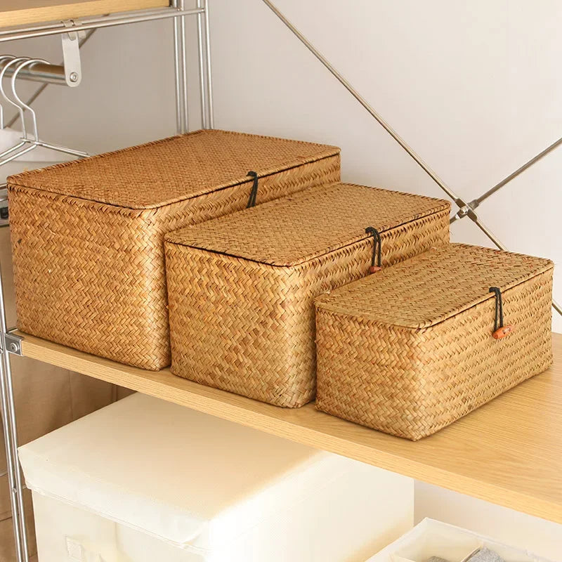Vintage-Inspired Woven Keepsake Boxes - Storage and Organization