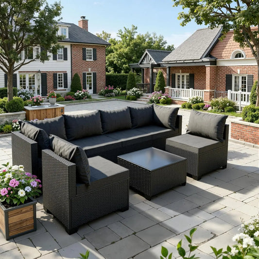 Patio Furniture Set - All-Weather,Water-Resistant - 7 Piece Wicker Rattan