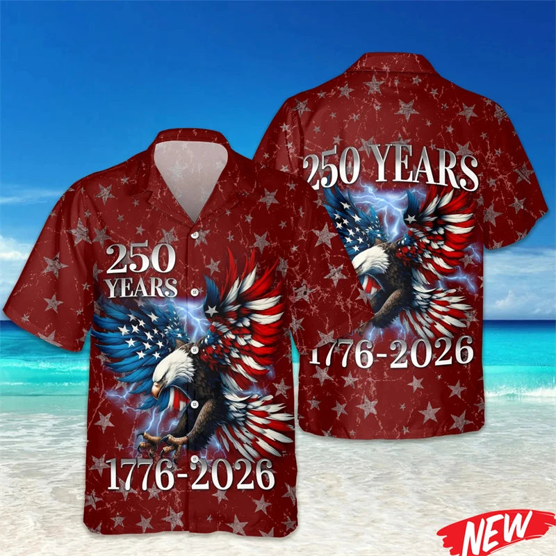America 250 Years of Freedom Hawaiian Shirt Celebrating 250th Anniversary United States Short Sleeve