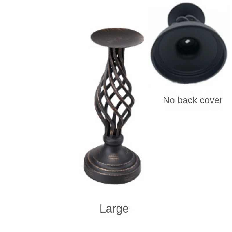 Retro Twisted‑Stem Candlestick – Matte Black Metal Holder for Modern Ambient Lighting