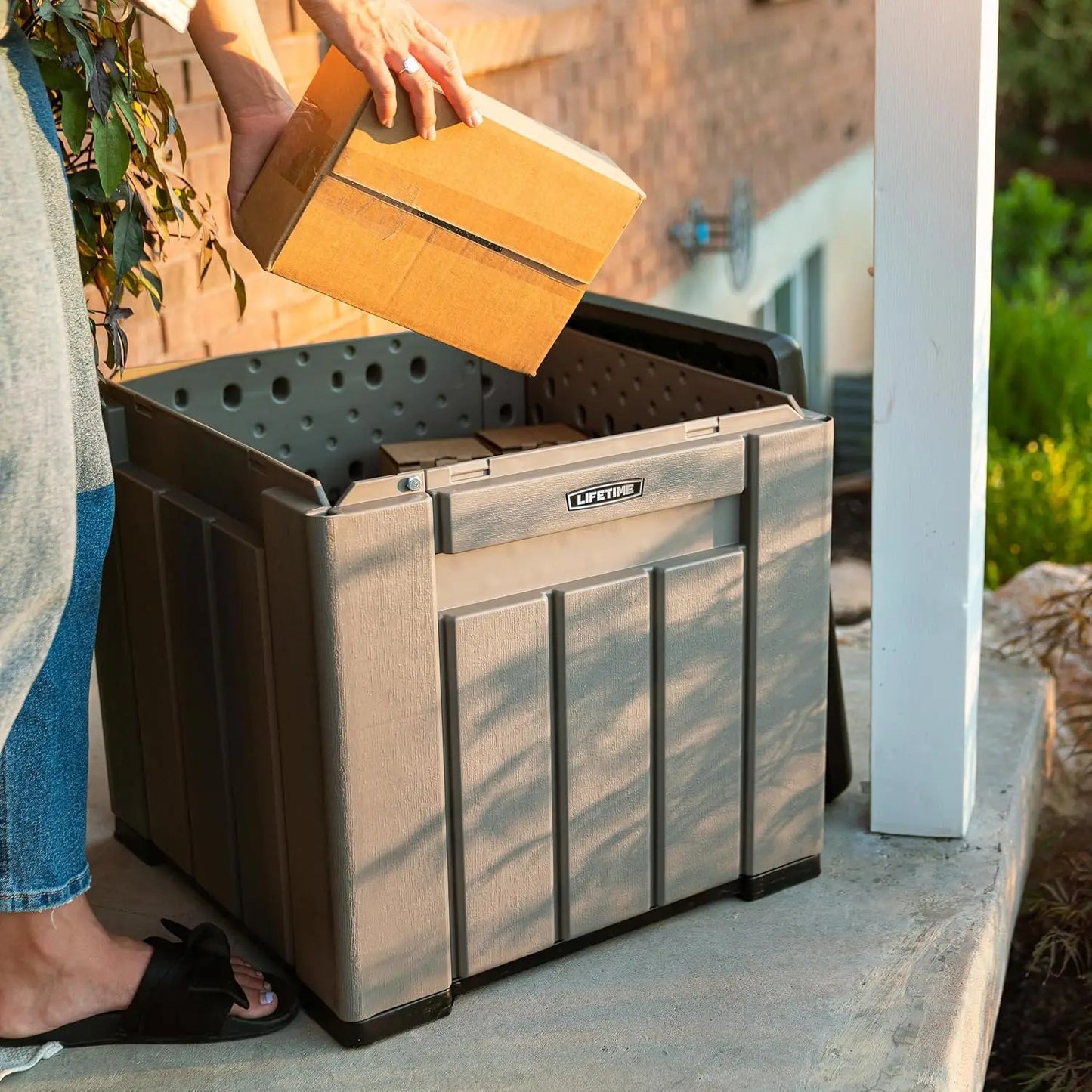 Outdoor Storage Cube Deck Box for Package Delivery, Patio Furniture Cushions, Garden Tools, Pool Accessories, 25 Gallon