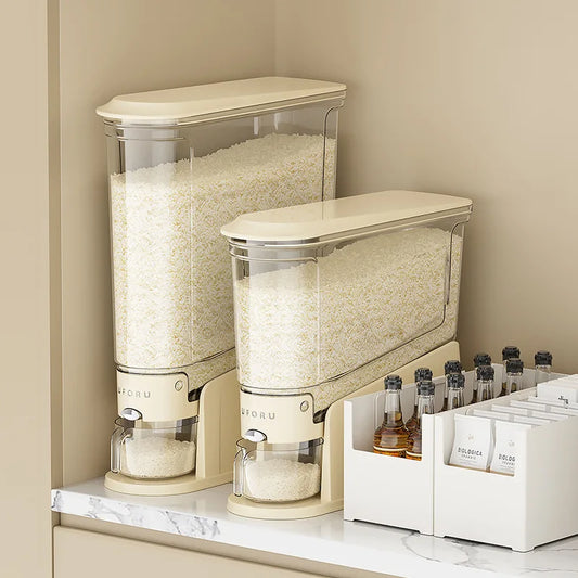 Narrow‑Space Rice Bucket – Press‑Top Sealed Grain Dispenser, Transparent & Moisture/Pest‑Proof Kitchen Storage (1‑Piece)