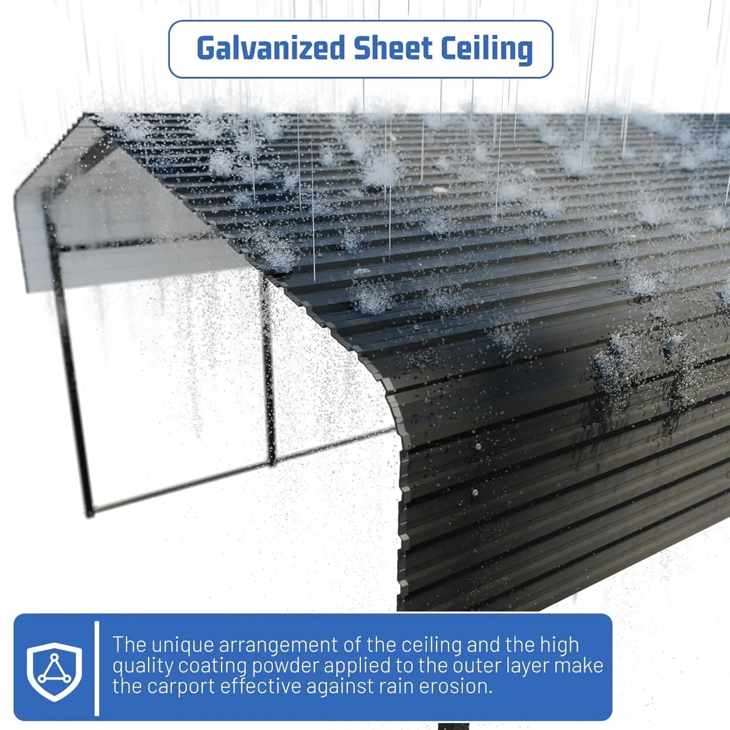 10×15 FT Heavy‑Duty Carport Canopy – Metal Frame with Galvanized Steel Roof
