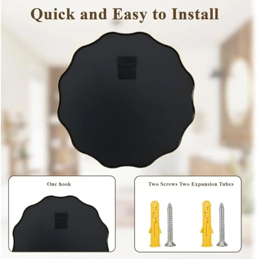 Gold Scalloped Round Wall Mirror – 24"