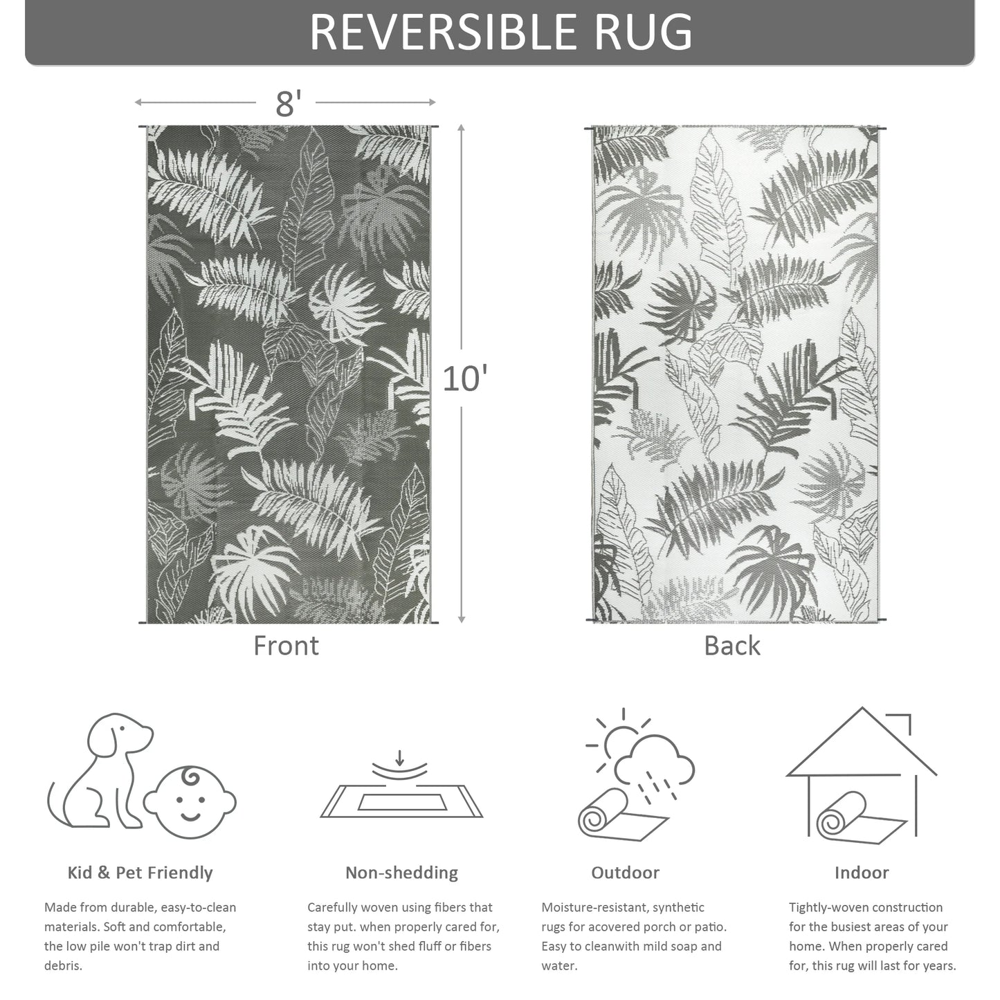 Outdoor Rug, Waterproof, Reversible