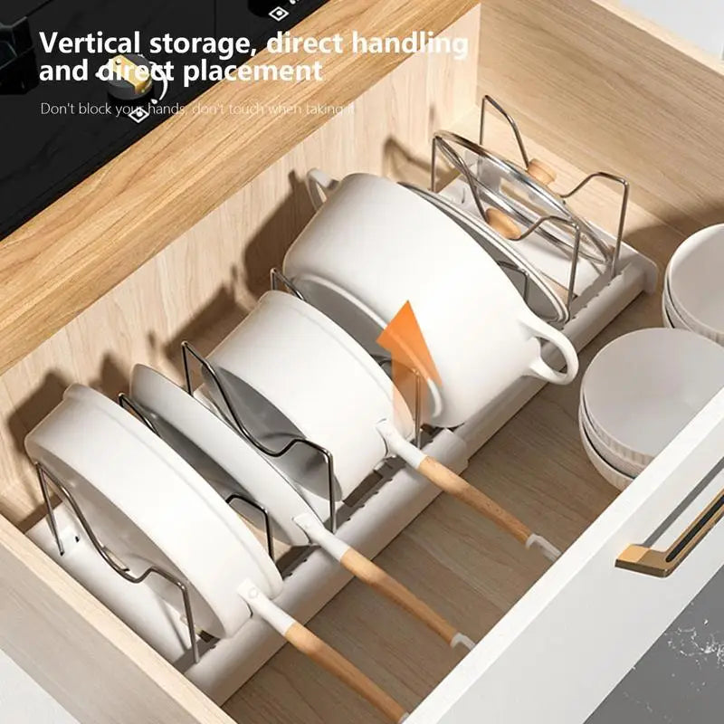 Pot and Pan Organizer, Expandable  with 7 - Adjustable Compartments
