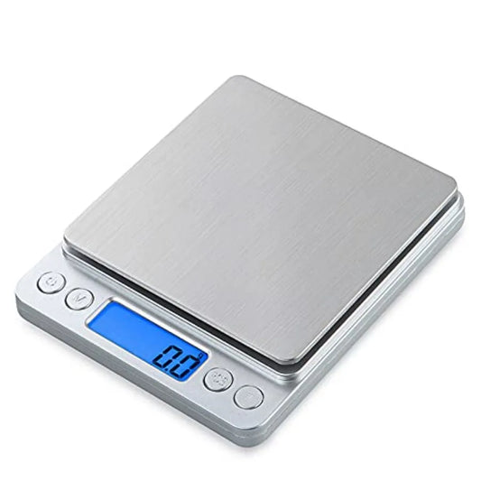 Small Kitchen Digital Food Scale with Blue Backlit LCD Display Stainless Steel 6 Units Auto Off Tare