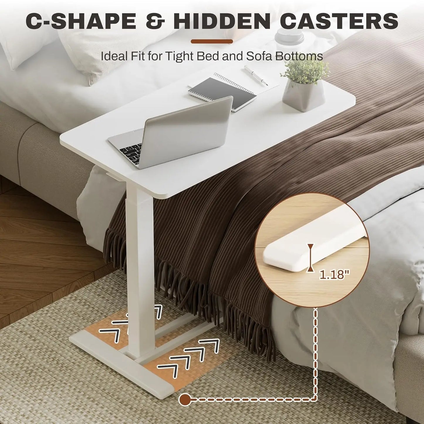 Compact Mobile Standing Desk – Pneumatic Height‑Adjustable Laptop Cart for Small Rooms