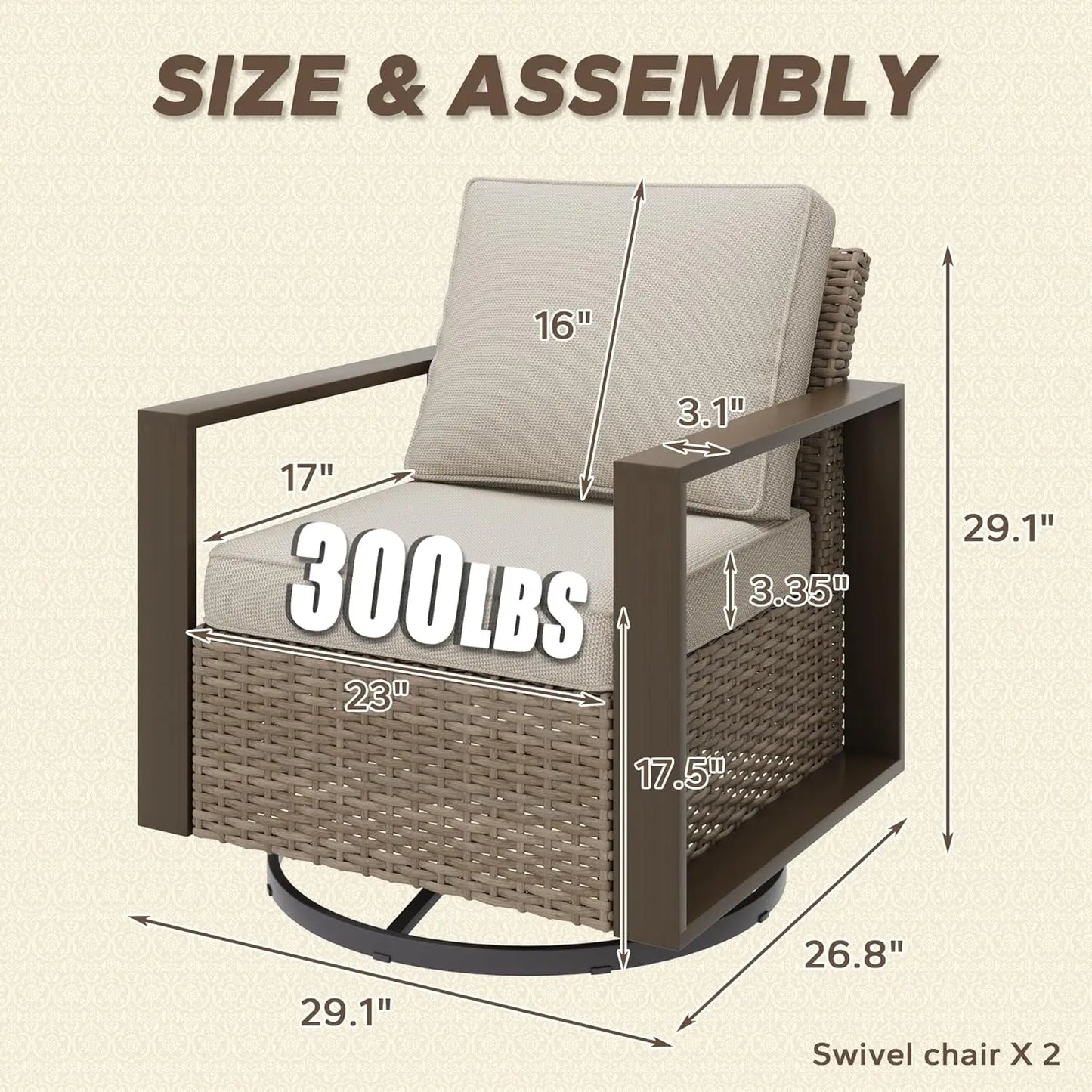 Outdoor Swivel Rocker Patio Chairs Set of 2