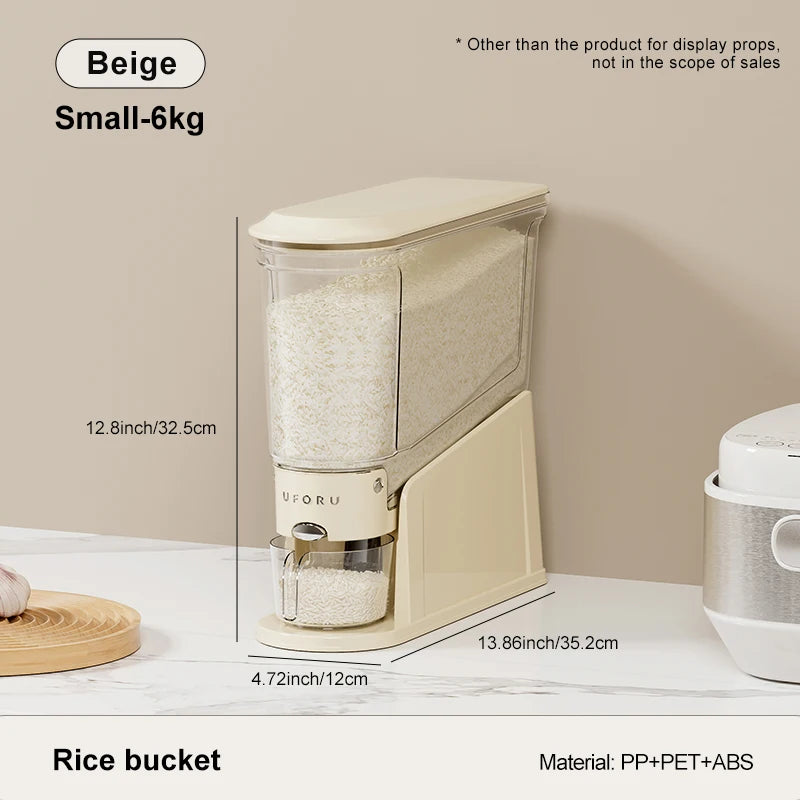 11/22lb. Sealed Rice & Cereal Dispenser – Moisture‑Proof, Insect‑Proof Storage Bucket with Measuring Cup