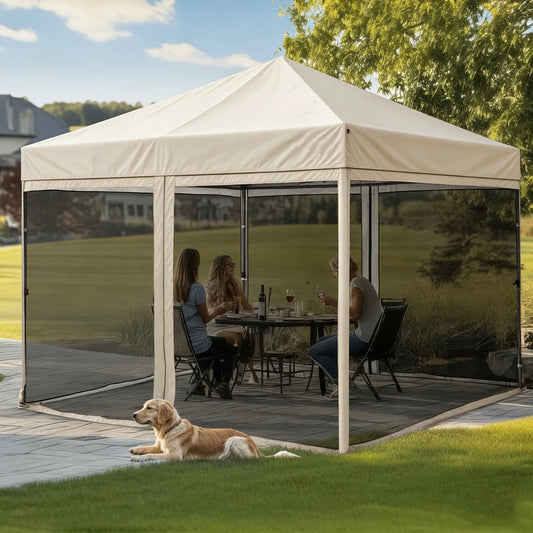10'×10' Screened Canopy Tent – Easy‑Up Outdoor Shelter with Mosquito Netting for Patio & Camping
