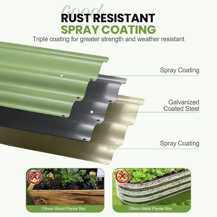 5-in-1 Galvanized Adjustable Raised Garden Bed  12" Tall Multiple Sizes